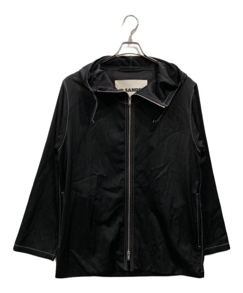 JIL SANDER（ジルサンダー）JIL SANDER (ジルサンダー) ハイネックジップアップフーデッドナイロンブルゾン ブラック サイズ:44の古着・服飾アイテム