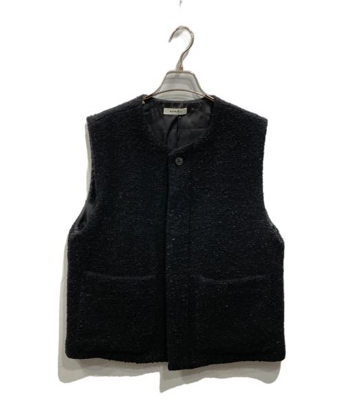 MATSUFUJI（マツフジ）MATSUFUJI (マツフジ) Mohair tweed vest ブラック サイズ:2の古着・服飾アイテム