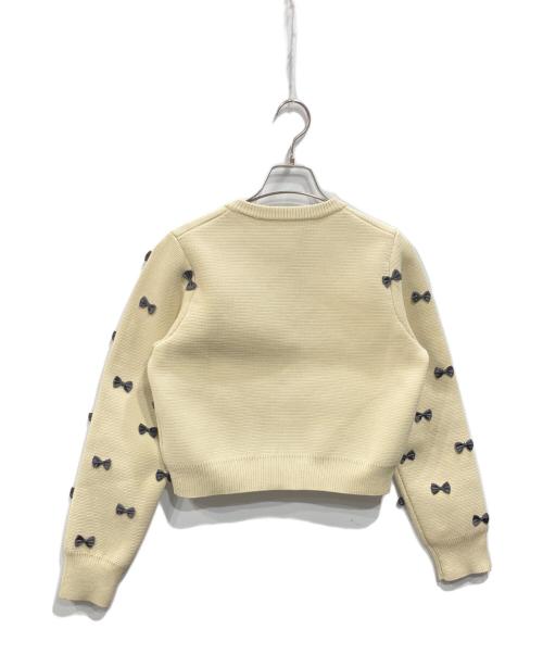 Ameri（アメリ）AMERI (アメリ) MANY RIBBON SHORT KNIT TOP ベージュ サイズ:Mの古着・服飾アイテム