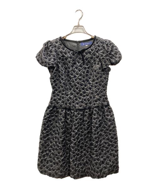 M'S GRACY（エムズグレイシー）M'S GRACY (エムズグレイシー) フロック加工ワンピース ブラック サイズ:38の古着・服飾アイテム
