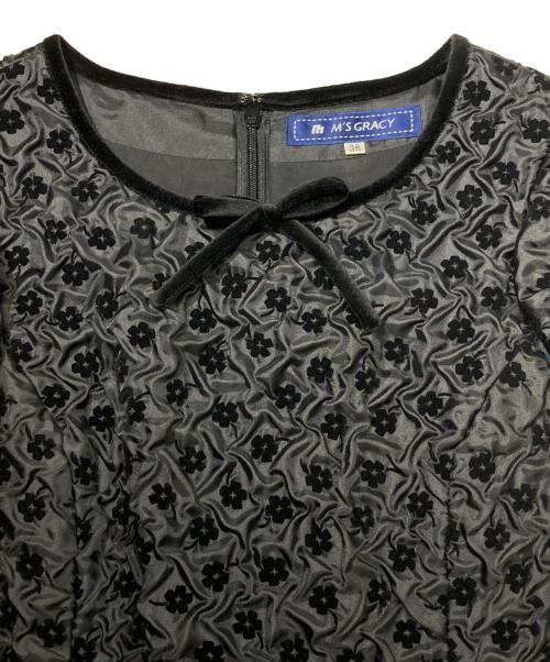 M'S GRACY（エムズグレイシー）M'S GRACY (エムズグレイシー) フロック加工ワンピース ブラック サイズ:38の古着・服飾アイテム