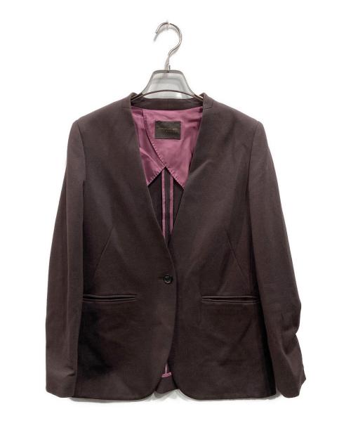 TOMORROW LAND collection（トゥモローランドコレクション）TOMORROW LAND collection (トゥモローランドコレクション) カルゼサーキュラー ノーカラージャケット ブラウン サイズ:34の古着・服飾アイテム