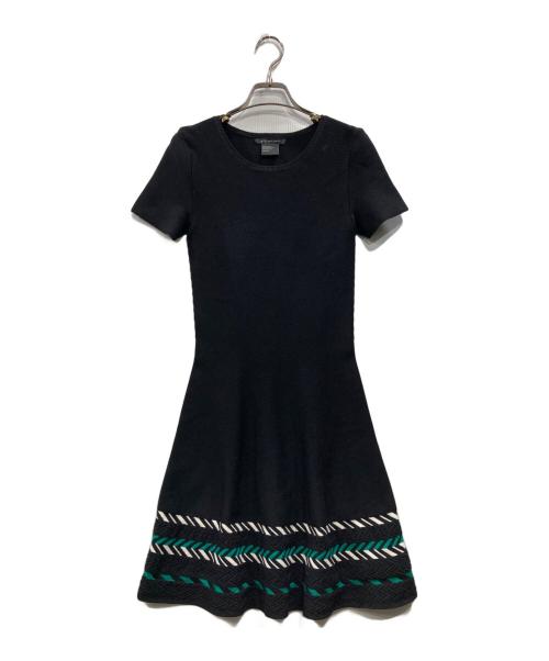 ARMANI EXCHANGE（アルマーニ エクスチェンジ）ARMANI EXCHANGE (アルマーニ エクスチェンジ) S/Sニットワンピース ブラック サイズ:XSの古着・服飾アイテム