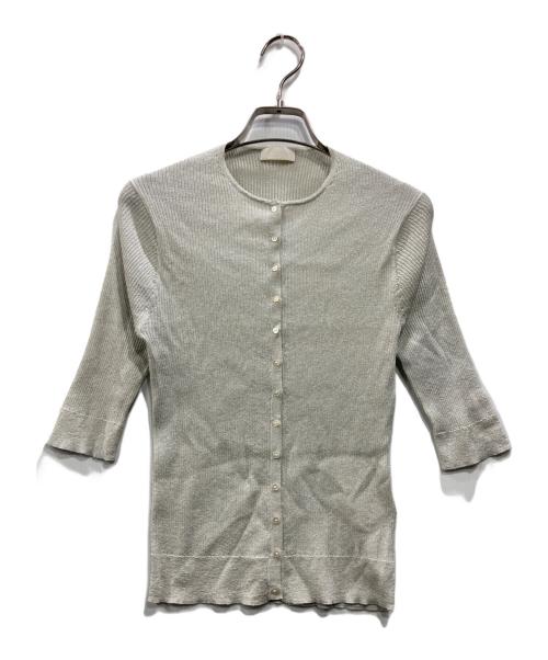 BALLSEY（ボールジィ）BALLSEY (ボールジィ) マーセライズドコットンリブ クルーネックカーディガン シルバー サイズ:Ｓの古着・服飾アイテム