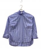 Myweaknessマイウィークネス）の古着「Shaun Shirt フリルネック プルオーバーシャツ」｜ブルー