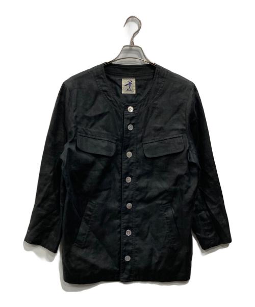 HAI SPORTING GEAR（ハイスポーツギア）HAI SPORTING GEAR (ハイスポーツギア) リネンノーカラージャケット ブラック サイズ:Mの古着・服飾アイテム
