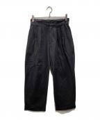 MARGARET HOWELLマーガレットハウエル）の古着「コットンシルクタックパンツ」｜ブラック