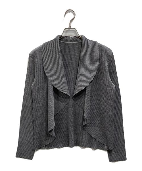 SPECCHIO（スペッチオ）SPECCHIO (スペッチオ) シャトルプリーツドレープ襟ジャケット グレー サイズ:Lの古着・服飾アイテム