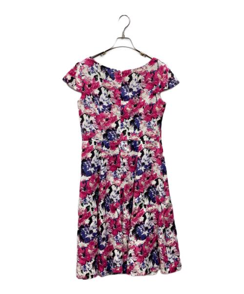 LAURA ASHLEY（ローラ アシュレイ）LAURA ASHLEY (ローラ アシュレイ) 花柄フレンチスリーブワンピース レッド サイズ:9の古着・服飾アイテム