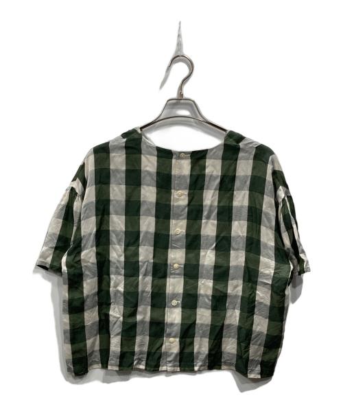 porter des boutons（ポルテデブトン）porter des boutons (ポルテデブトン) チェックブラウス グリーン サイズ:Freeの古着・服飾アイテム