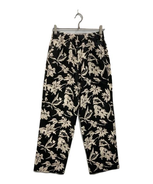 URBAN RESEARCH DOORS（アーバンリサーチドアーズ）URBAN RESEARCH DOORS (アーバンリサーチドアーズ) リネンレーヨンフラワープリントパンツ ブラック サイズ:M 未使用品の古着・服飾アイテム