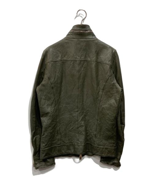 Junhashimoto（ジュンハシモト）junhashimoto (ジュンハシモト) カウレザージャケット オリーブ サイズ:4の古着・服飾アイテム