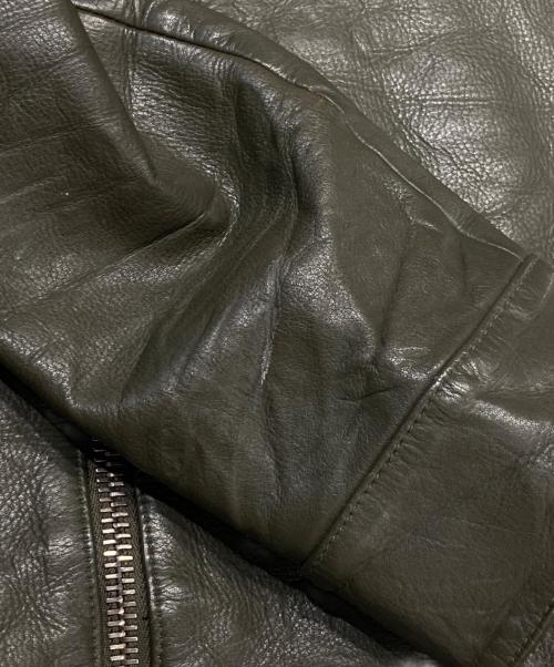 Junhashimoto（ジュンハシモト）junhashimoto (ジュンハシモト) カウレザージャケット オリーブ サイズ:4の古着・服飾アイテム