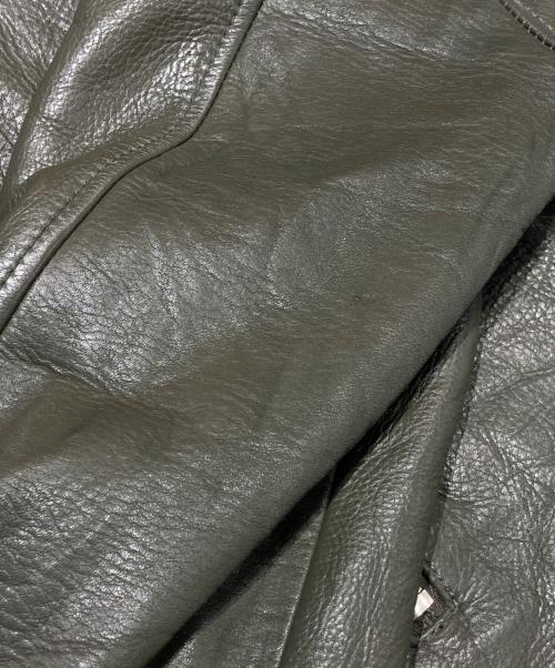 Junhashimoto（ジュンハシモト）junhashimoto (ジュンハシモト) カウレザージャケット オリーブ サイズ:4の古着・服飾アイテム