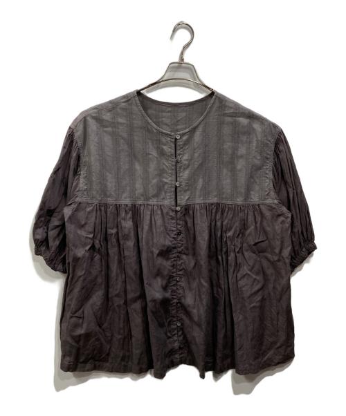 nest Robe（ネストローブ）nest Robe (ネストローブ) カラミ織り天然染め ドッキングブラウス グレー サイズ:Fの古着・服飾アイテム