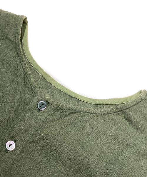 nest Robe（ネストローブ）nest Robe (ネストローブ) リネンボリュームギャザーワンピース グリーン サイズ:Fの古着・服飾アイテム