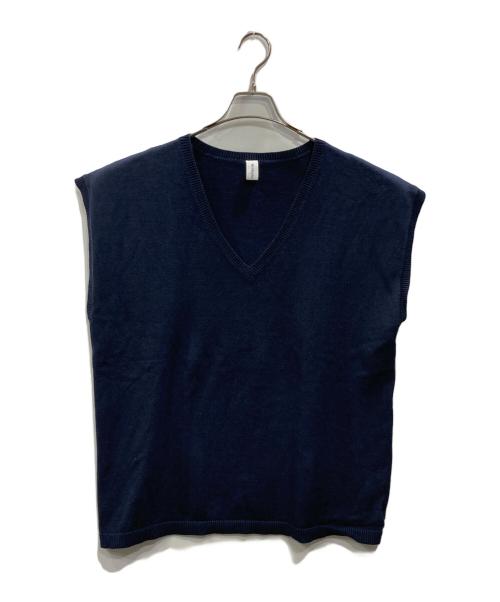 Veritecoeur（ヴェリテクール）Veritecoeur (ヴェリテクール) コットンカシミヤ Vネックニットベスト ネイビー サイズ:Fの古着・服飾アイテム