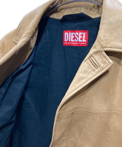 DIESEL（ディーゼル）DIESEL (ディーゼル) レザージャケット ベージュ サイズ:48の古着・服飾アイテム