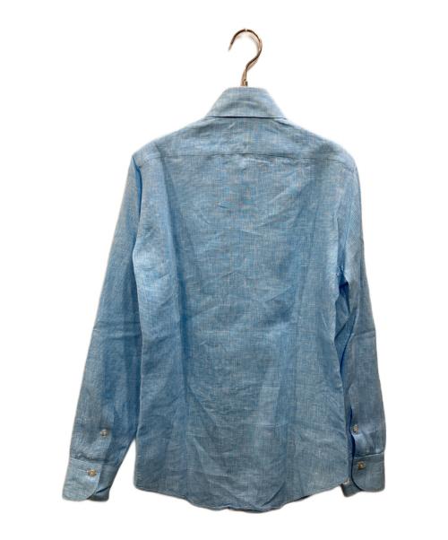finamore（フィナモレ）finamore (フィナモレ) リネンホリゾンタルカラーシャツ スカイブルー サイズ:Sの古着・服飾アイテム