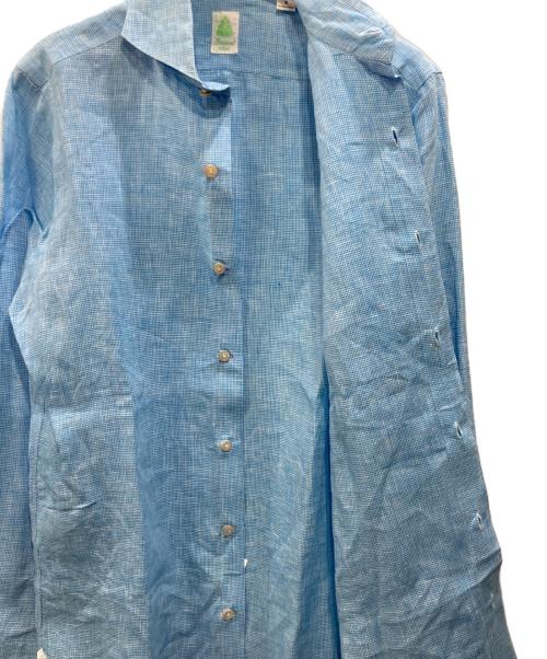 finamore（フィナモレ）finamore (フィナモレ) リネンホリゾンタルカラーシャツ スカイブルー サイズ:Sの古着・服飾アイテム