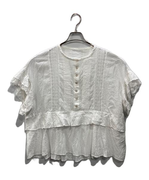 SHIPS any（シップスエニィ）SHIPS any (シップスエニィ) レースタックペプラムブラウス ホワイト サイズ:Freeの古着・服飾アイテム