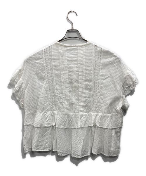 SHIPS any（シップスエニィ）SHIPS any (シップスエニィ) レースタックペプラムブラウス ホワイト サイズ:Freeの古着・服飾アイテム