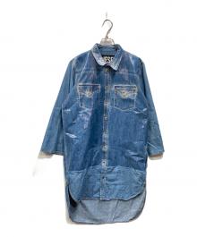 DIESEL（ディーゼル）の古着「コーティング加工着物スリーブワンピース」｜インディゴ