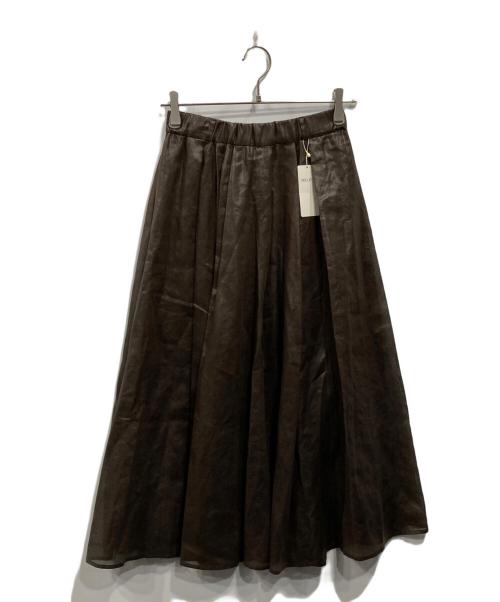 NOLLEY'S（ノーリーズ）NOLLEY'S (ノーリース) シアーチンツタックスカート ブラウン サイズ:36 未使用品の古着・服飾アイテム