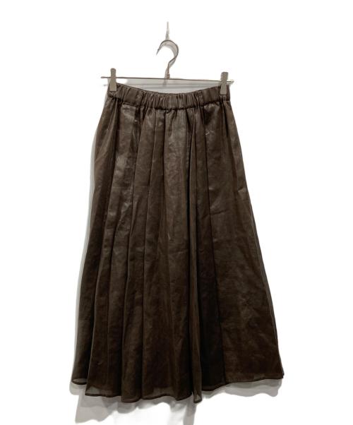 NOLLEY'S（ノーリーズ）NOLLEY'S (ノーリース) シアーチンツタックスカート ブラウン サイズ:36 未使用品の古着・服飾アイテム