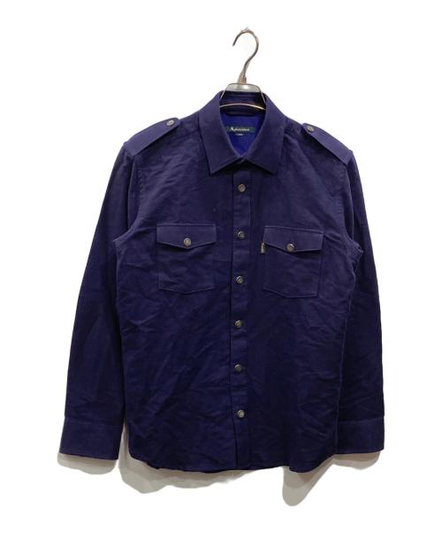 Aquascutum（アクアスキュータム）Aquascutum (アクアスキュータム) エポーレットオーバーシャツ ネイビー サイズ:Lの古着・服飾アイテム