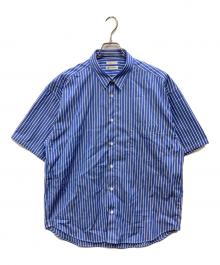 EDIFICE（エディフィス）の古着「THOMAS MASON オーバーサイズ 半袖シャツ」｜ホワイト×ブルー