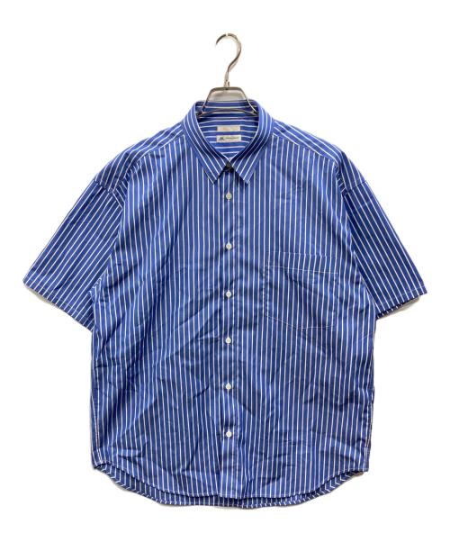 EDIFICE（エディフィス）EDIFICE (エディフィス) THOMAS MASON オーバーサイズ 半袖シャツ ホワイト×ブルー サイズ:Mの古着・服飾アイテム