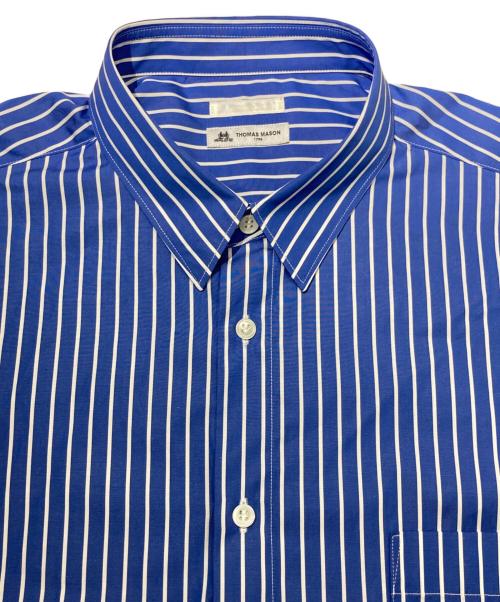 EDIFICE（エディフィス）EDIFICE (エディフィス) THOMAS MASON オーバーサイズ 半袖シャツ ホワイト×ブルー サイズ:Mの古着・服飾アイテム