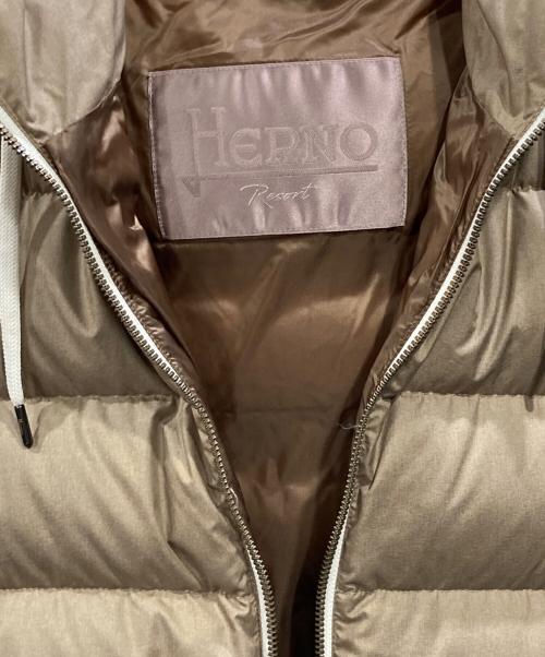 HERNO（ヘルノ）HERNO (ヘルノ) ウォーターレペレントメランジポリエステルダウンフーディーブルゾン ブラウン サイズ:46の古着・服飾アイテム