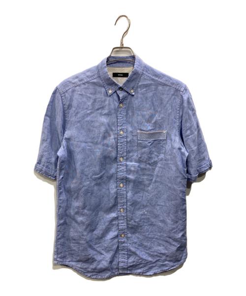 DIESEL（ディーゼル）DIESEL (ディーゼル) 半袖リネンシャツ スカイブルー サイズ:Mの古着・服飾アイテム