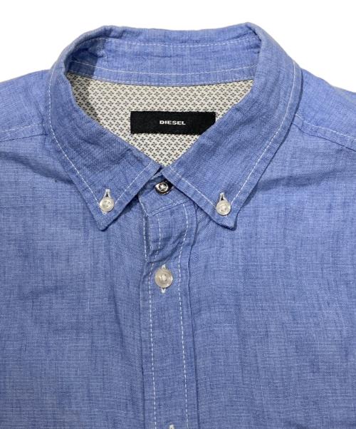 DIESEL（ディーゼル）DIESEL (ディーゼル) 半袖リネンシャツ スカイブルー サイズ:Mの古着・服飾アイテム