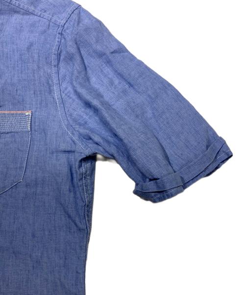 DIESEL（ディーゼル）DIESEL (ディーゼル) 半袖リネンシャツ スカイブルー サイズ:Mの古着・服飾アイテム
