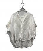 JOURNAL STANDARDジャーナルスタンダード）の古着「レーヨン麻ノーカラースキッパーブラウス」｜ホワイト