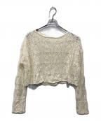 Spick and Spanスピックアンドスパン）の古着「ギマコットン透かし編みボートネックニット」｜ベージュ