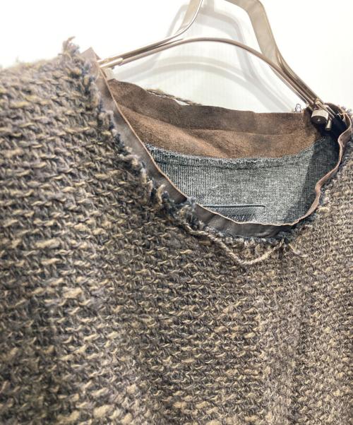 ISAMU KATAYAMA BACKLASH（イサムカタヤマ・バックラッシュ）ISAMU KATAYAMA BACKLASH (イサムカタヤマ・バックラッシュ) レザー切替ニット ブラウン サイズ:Lの古着・服飾アイテム