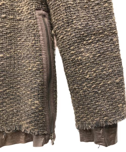 ISAMU KATAYAMA BACKLASH（イサムカタヤマ・バックラッシュ）ISAMU KATAYAMA BACKLASH (イサムカタヤマ・バックラッシュ) レザー切替ニット ブラウン サイズ:Lの古着・服飾アイテム
