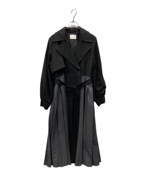 HARE（ハレ）HARE (ハレ) バイカラープリーツコート ブラック サイズ:Fの古着・服飾アイテム