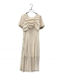 RAY BEAMS（レイ ビームス）の古着「ジャカード スクエアネック パフスリーブ ワンピース」｜アイボリー