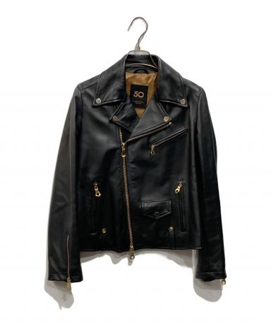 CINQUANTA ノーカラーレザージャケット 中古品　ブラックチンクワンタ 中古・古着通販】Cinquanta (チンクワンタ) ラムレザーダブル