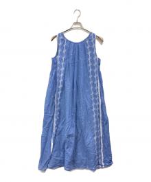 manika（マ二カ）の古着「刺繍ノースリーブワンピース」｜ブルー