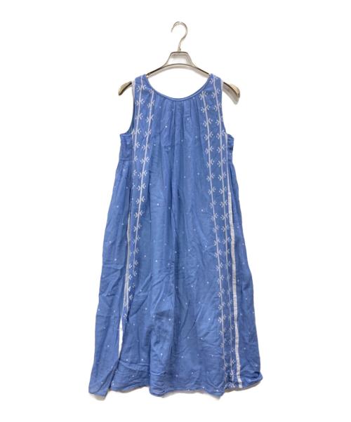 manika（マ二カ）manika (マ二カ) 刺繍ノースリーブワンピース ブルー サイズ:Freeの古着・服飾アイテム