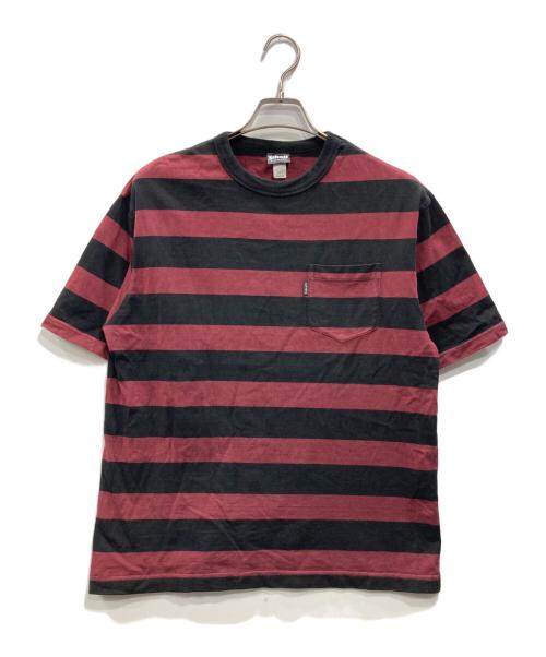 Schott（ショット）Schott (ショット) ワイドボーダーTシャツ ボルドー×ブラック サイズ:Lの古着・服飾アイテム