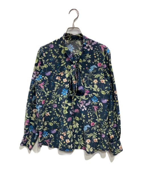 Loulou Willoughby（ルルウィルビー）Loulou Willoughby (ルルウィルビー) 花柄ボウタイブラウス ネイビー サイズ:2の古着・服飾アイテム