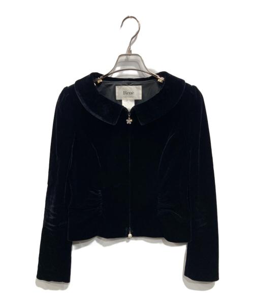 Rene（ルネ）Rene (ルネ) ベロアダブルジップジャケット ブラック サイズ:36の古着・服飾アイテム