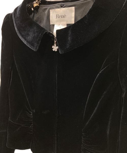 Rene（ルネ）Rene (ルネ) ベロアダブルジップジャケット ブラック サイズ:36の古着・服飾アイテム
